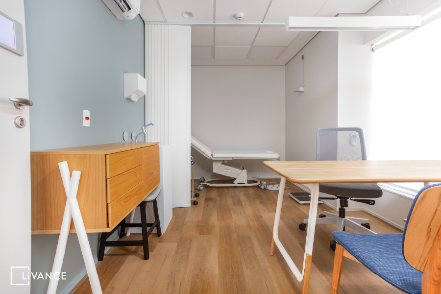 Detalhe da decoração da clínica Beyond Estética